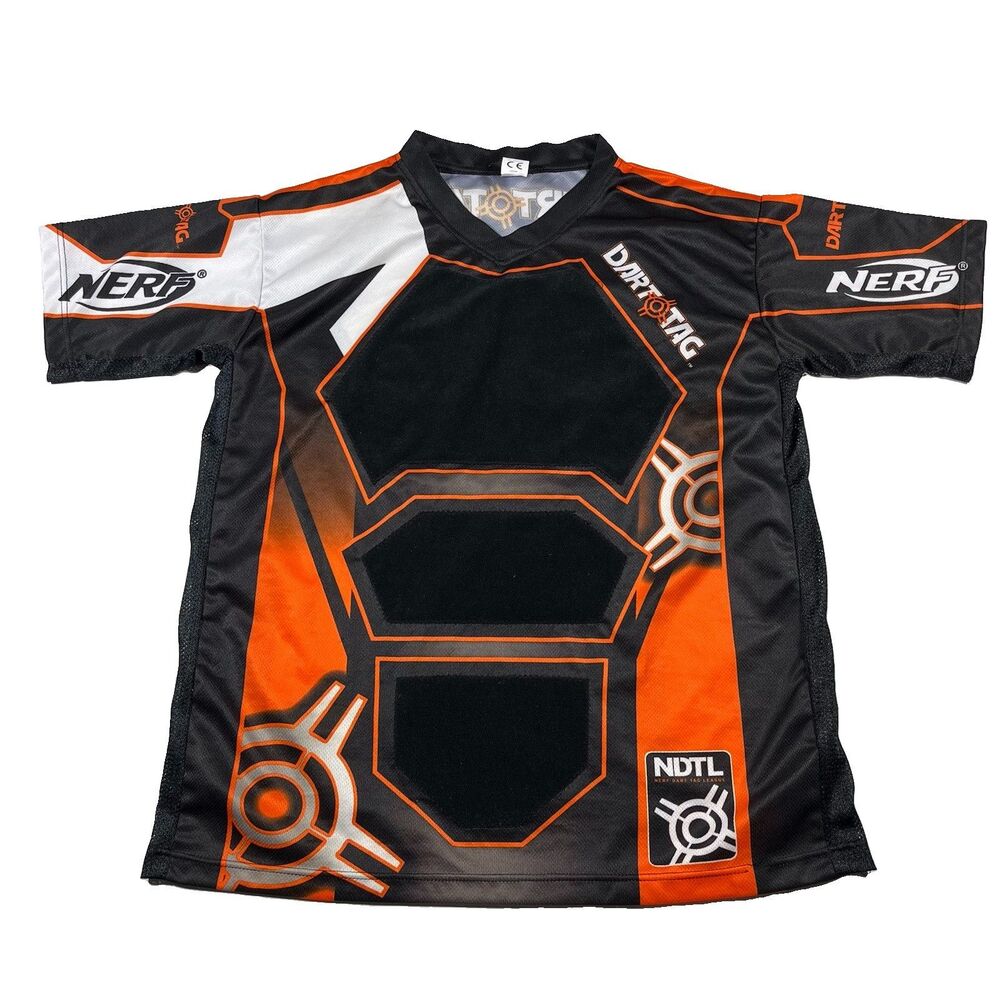 Nerf Dart Tag Jersey Large Black Orange Hasbro 2010 Mesh Short Sleeve